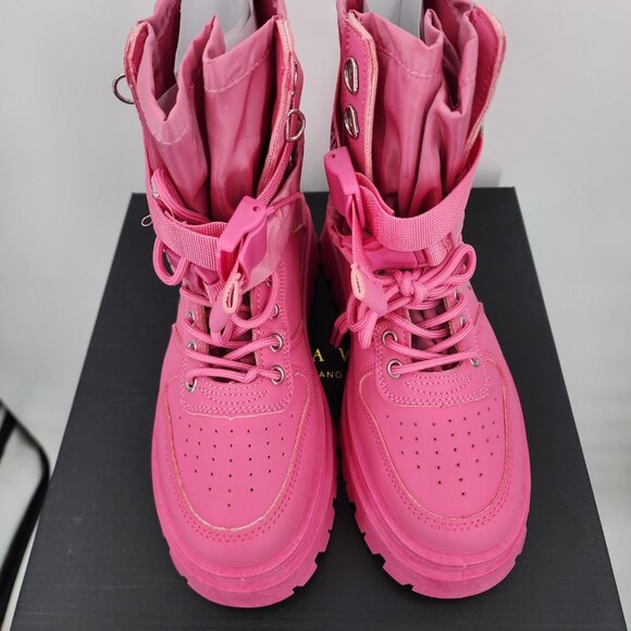 AZALEA WANG Peachy Pink High Top Sneakers Combat Boots Size 7 NWT - Picture 10 of 13
